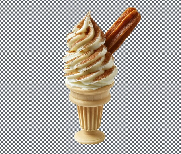 PSD yummy churro ice cream isolated on transparent background