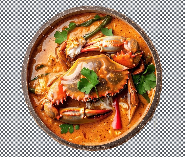 PSD yummy coconut crab curry isolated on transparent background