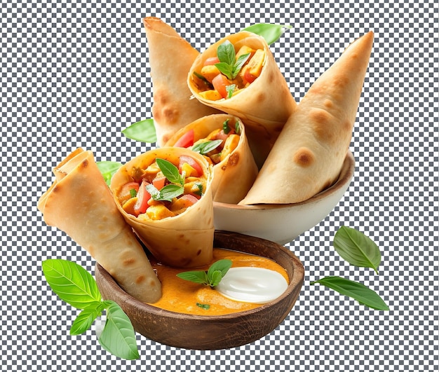 yummy Coconut Curry Cones isolated on transparent background