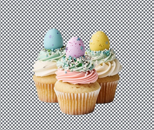 PSD yummy and colorful easter themed cupcake toppers isolated on transparent background