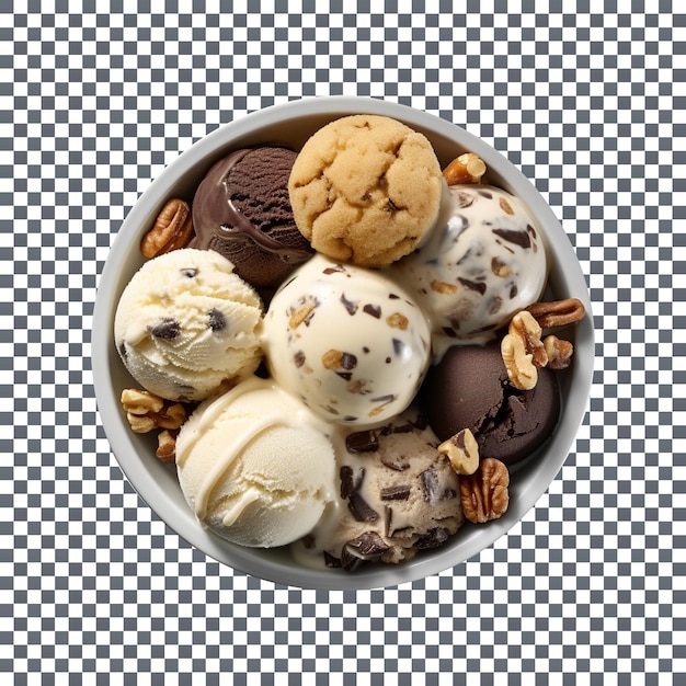 Yummy cookies and brownies ice cream isolated on transparent background