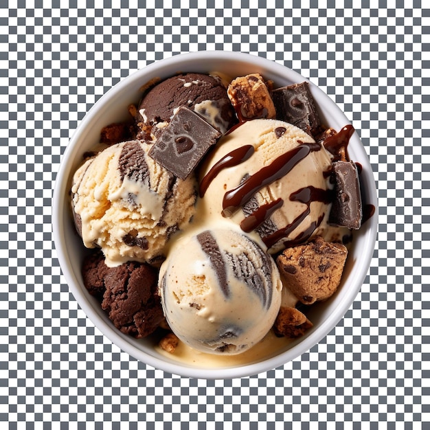 Yummy cookies and brownies ice cream isolated on transparent background