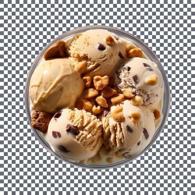 Yummy cookies and brownies ice cream isolated on transparent background