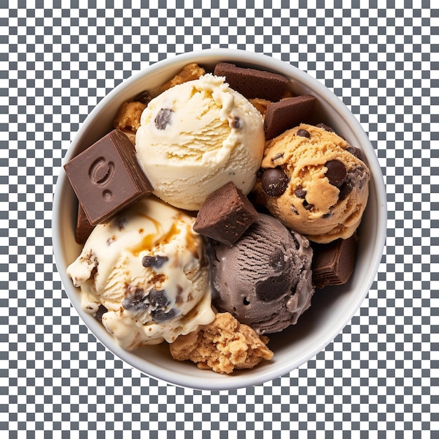 Yummy cookies and brownies ice cream isolated on transparent background