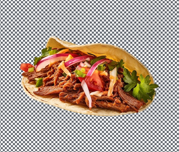 Yummy and delicious Barbacoa taco isolated on transparent background