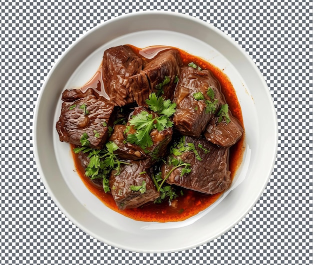 PSD yummy and delicious bouar braised beef isolated on transparent background