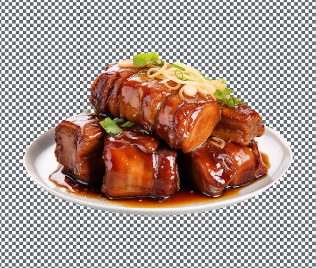 Yummy and delicious Braised Pork Belly isolated on transparent background