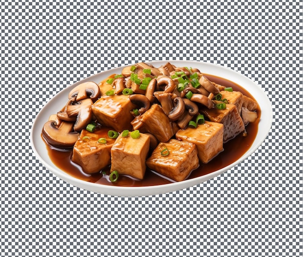 Yummy and delicious Braised Tofu isolated on transparent background