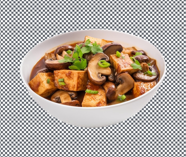 Yummy and delicious Braised Tofu isolated on transparent background