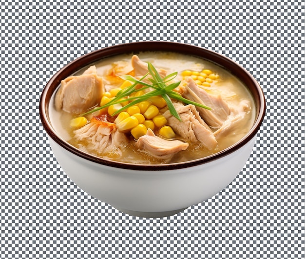 PSD yummy and delicious chicken corn soup isolated on transparent background