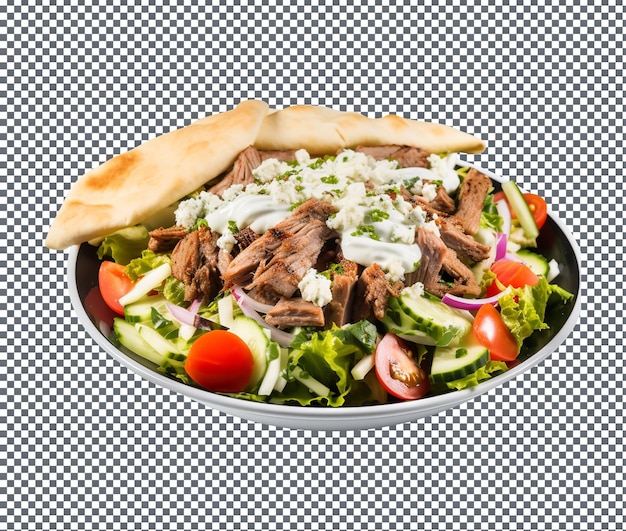 PSD yummy delicious greek gyro salad wrap isolated on transparent background