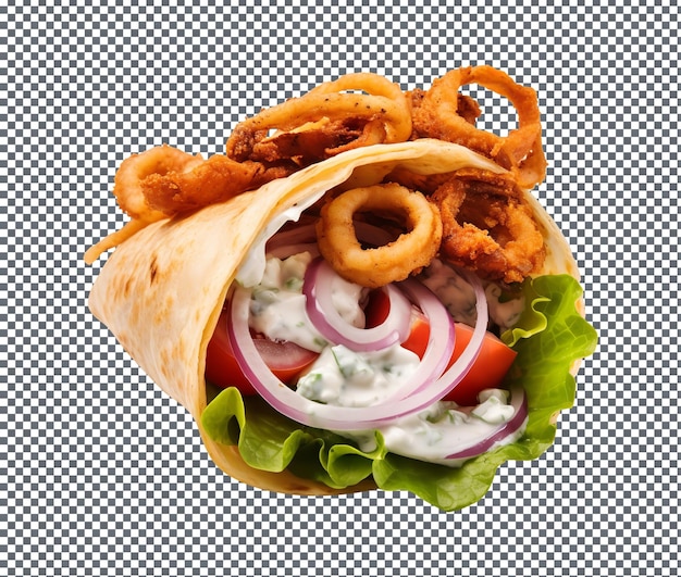 PSD yummy delicious greek gyro salad wrap isolated on transparent background