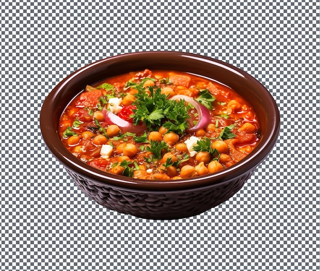 Yummy and delicious Harira Moroccan soup isolated on transparent background