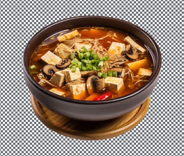 PSD yummy and delicious hot and sour soup isolated on transparent background