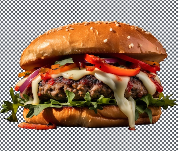 Yummy and delicious Italian Sausage Burger isolated on transparent background