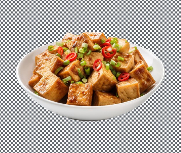 PSD yummy and delicious salt and pepper tofu isolated on transparent background