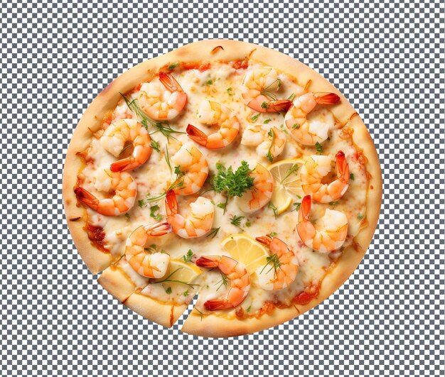 Yummy and delicious seafood pizza isolated on transparent background