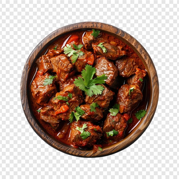 Yummy and Delicious Spicy Beef stew isolated on transparent background