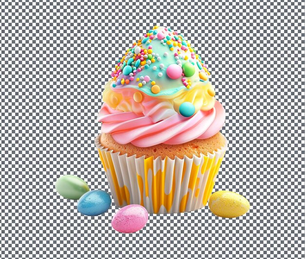 Yummy Easter Egg Shaped Cupcake Candy Workshop isolated on transparent background