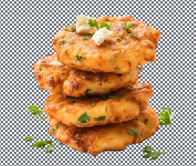 yummy Fogo Feta Fritters isolated on transparent background