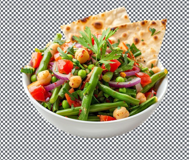 PSD yummy green bean salad flatbread isolated on transparent background