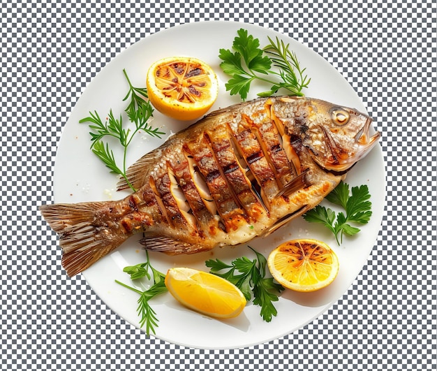 PSD yummy grilled tilapia isolated on transparent background