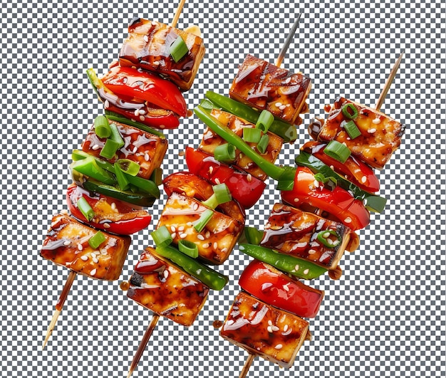 PSD yummy grilled tofu skewers isolated on transparent background