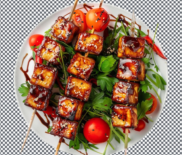 yummy Grilled tofu skewers isolated on transparent background