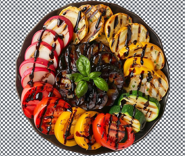 PSD yummy grilled vegetable platter isolated on transparent background