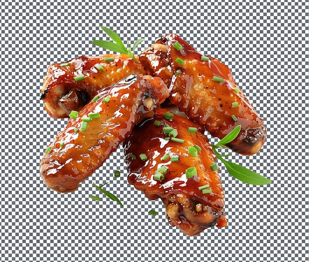 PSD yummy honey glazed chicken wings isolated on transparent background