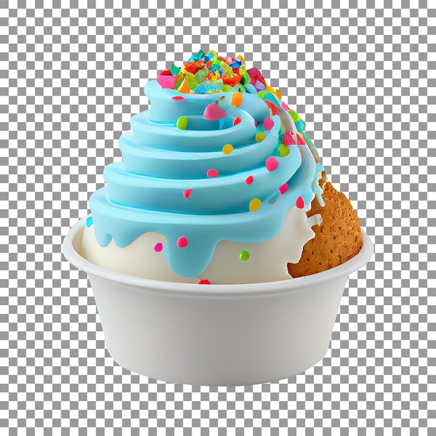 Yummy ice cream in a cup on transparent background