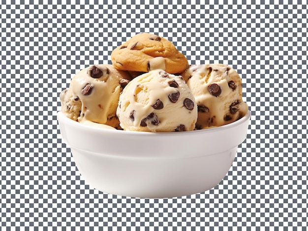 PSD yummy ice cream scoops with cookie isolated on transparent background