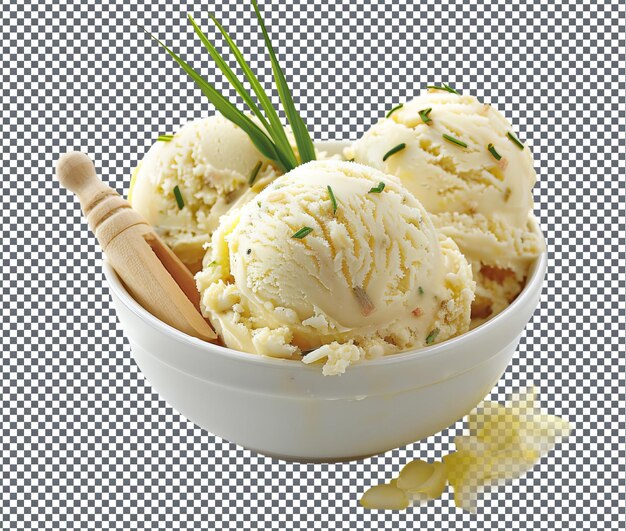 PSD yummy lemongrass ginger ice cream isolated on transparent background