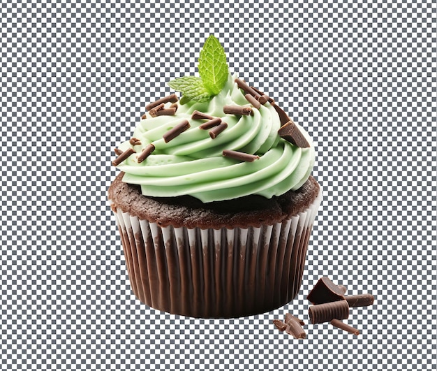 yummy Mint Chocolate Cupcake isolated on transparent background