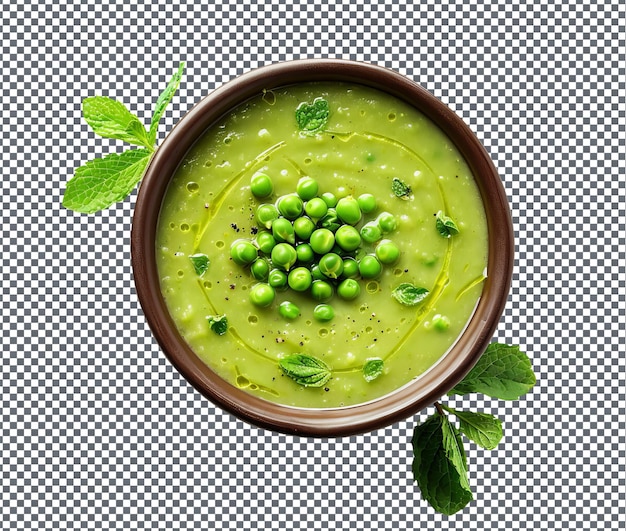 PSD yummy minted pea soup isolated on transparent background