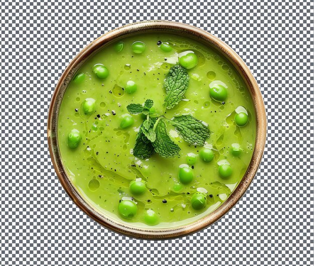 PSD yummy minted pea soup isolated on transparent background