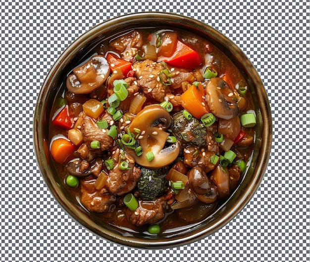 yummy Mixed vegetable stew with mushroom isolated on transparent background