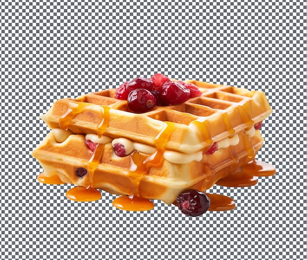 PSD yummy orange cranberry waffle isolated on transparent background