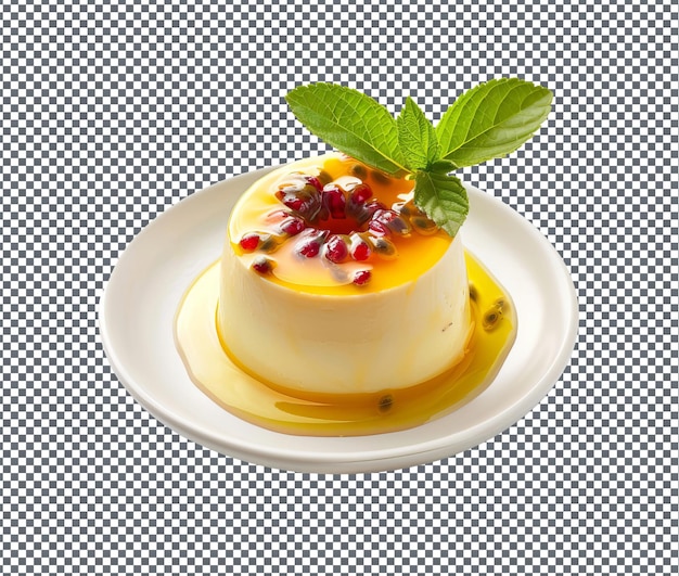 PSD yummy passionfruit coconut panna cotta isolated on transparent background