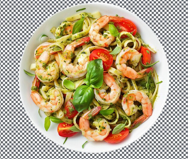 PSD yummy pesto shrimp isolated on transparent background