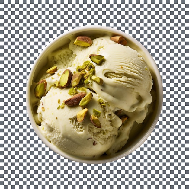 PSD yummy pistachio ice cream isolated on transparent background