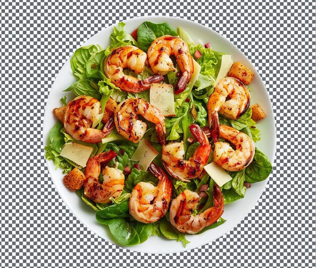 PSD yummy salad with grilled shrimp isolated on transparent background