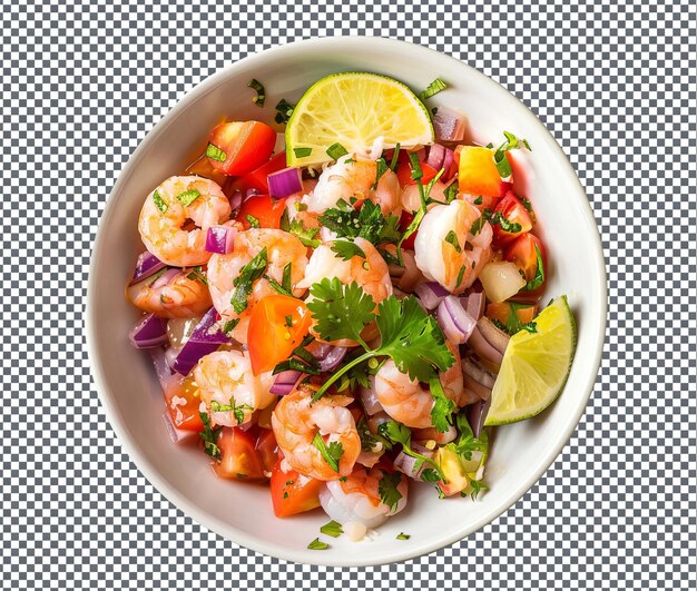 PSD yummy shrimp ceviche isolated on transparent background