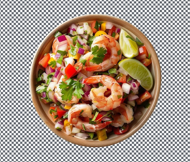 PSD yummy shrimp ceviche isolated on transparent background