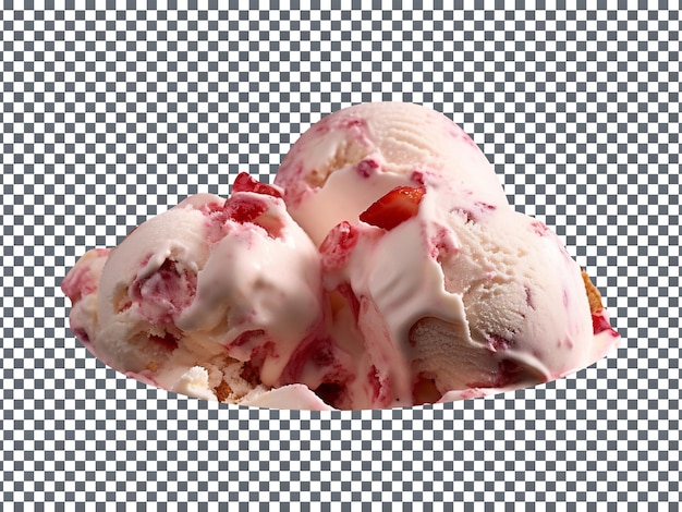 Yummy strawberry cheesecake ice cream isolated on transparent background