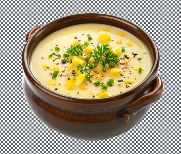 PSD yummy sweet corn chowder isolated on transparent background