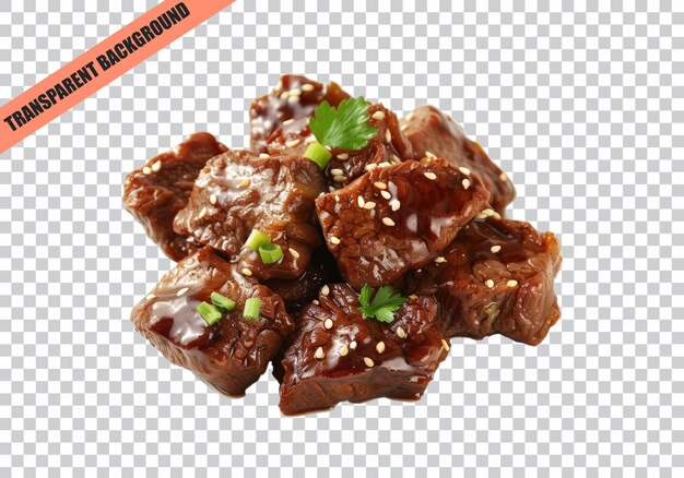 PSD yummy teriyaki beef isolated on transparent background