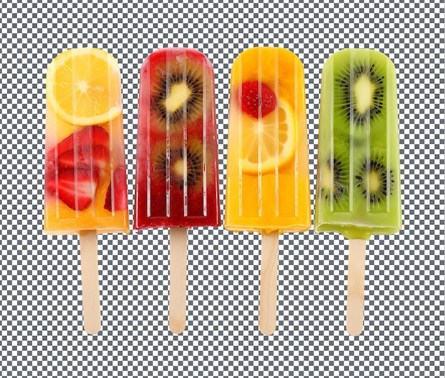 PSD yummy tropical fruit popsicles isolated on transparent background