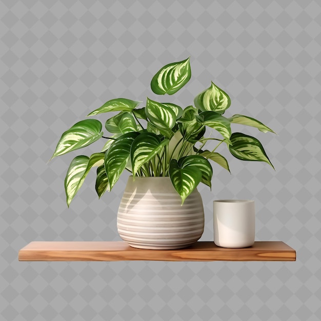 Z2 Syngonium in Ceramic Pot on Wooden Shelf With Color Light Gr Isolated Green Tree For Home Decor