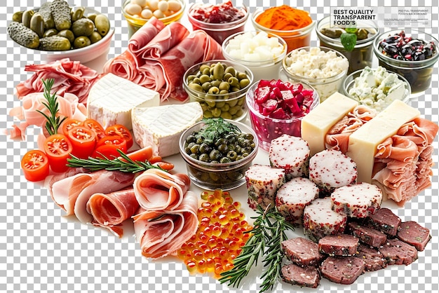 Zakuski Russian Appetizers on Transparent Background